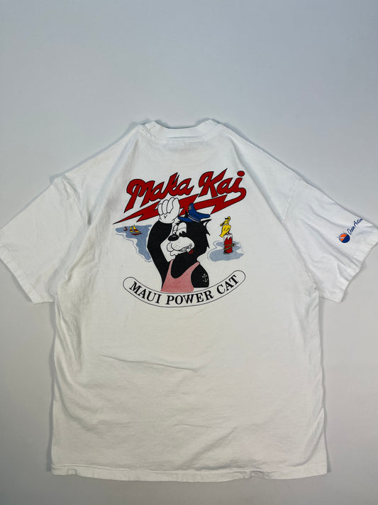 Vintage Maka Kai Maui Power Cat 1993 Single Stich T-shirt - XL