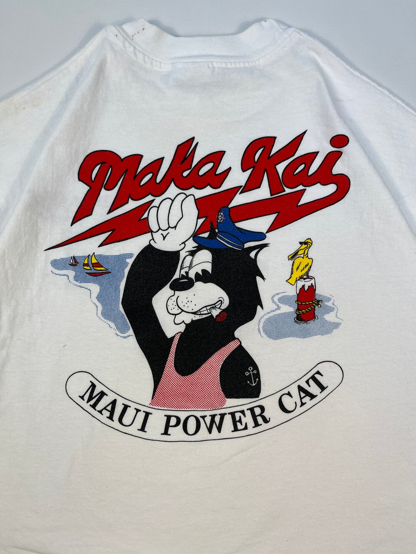 Vintage Maka Kai Maui Power Cat 1993 Single Stich T-shirt - XL