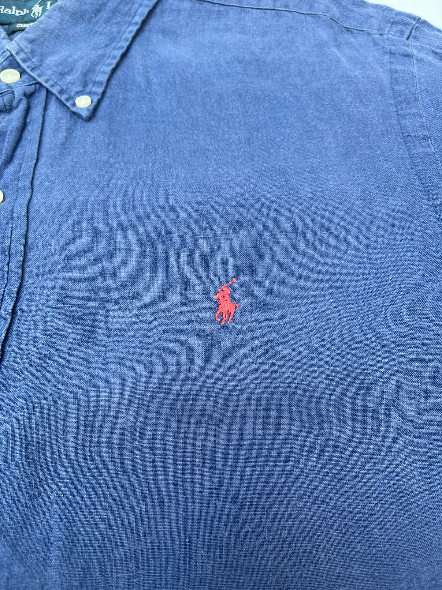 Vintage Polo Ralph Lauren Linnen Korte Mouwen Overhemd - L