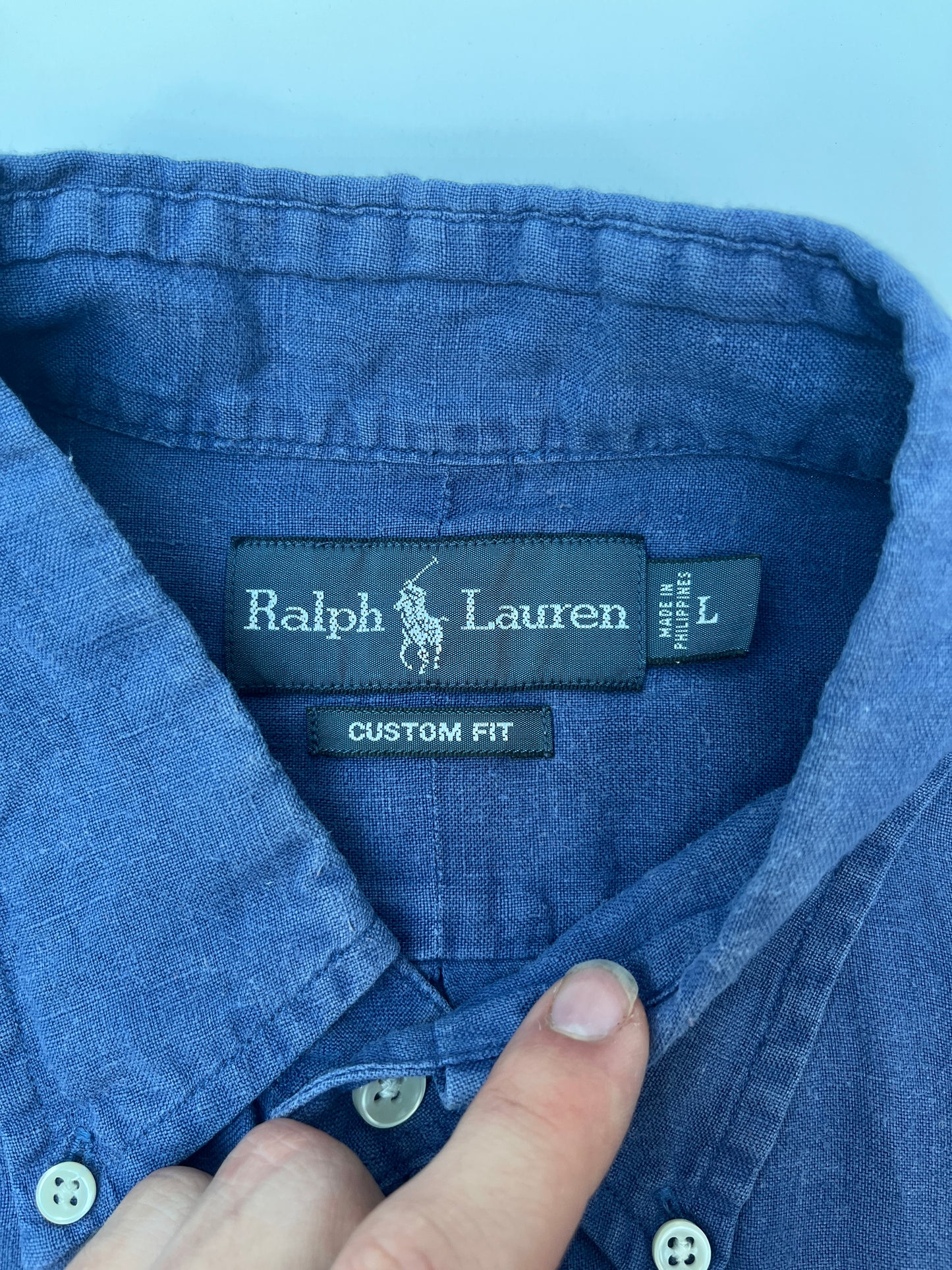 Vintage Polo Ralph Lauren Linnen Korte Mouwen Overhemd - L
