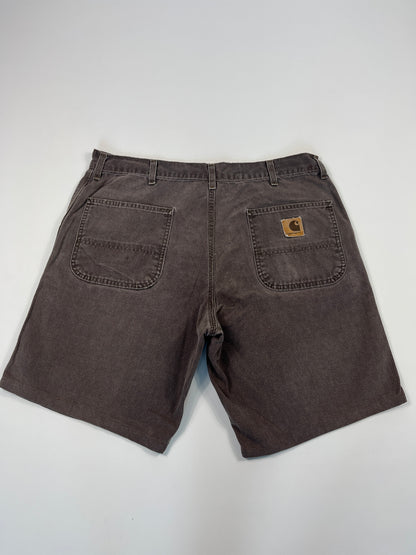 Vintage Carhartt Carpenter Shorts WU3073 Big Logo - 1997 - Chestnut Brown - 38 - Made in USA