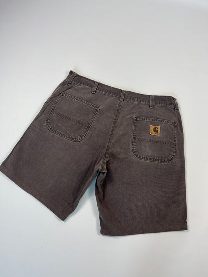 Vintage Carhartt Carpenter Shorts WU3073 Big Logo - 1997 - Chestnut Brown - 38 - Made in USA