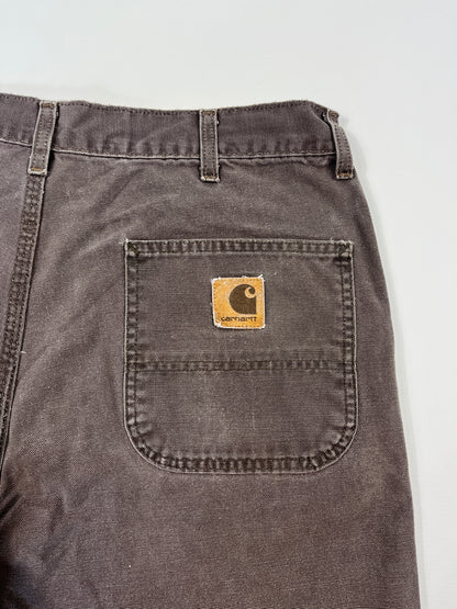 Vintage Carhartt Carpenter Shorts WU3073 Big Logo - 1997 - Chestnut Brown - 38 - Made in USA