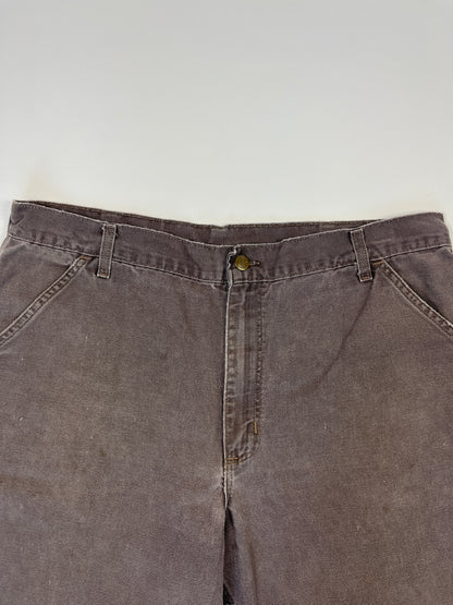 Vintage Carhartt Carpenter Shorts WU3073 Big Logo - 1997 - Chestnut Brown - 38 - Made in USA