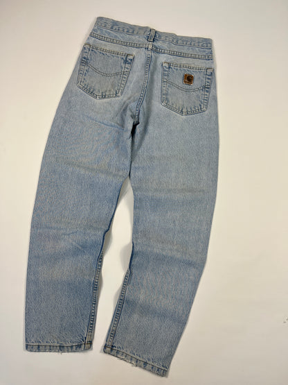 Carhartt B17 STW Jeans Leather Patch - Stone Wash - 28 x 30 - Made in Mexico of USA Components