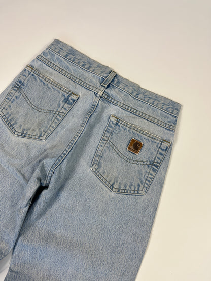 Carhartt B17 STW Jeans Leather Patch - Stone Wash - 28 x 30 - Made in Mexico of USA Components