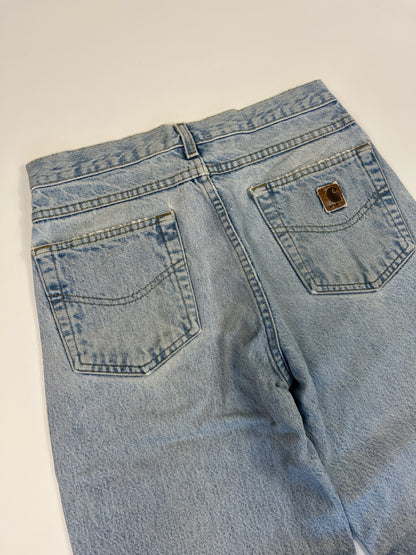 Carhartt B17 STW Jeans Leather Patch - Stone Wash - 28 x 30 - Made in Mexico of USA Components