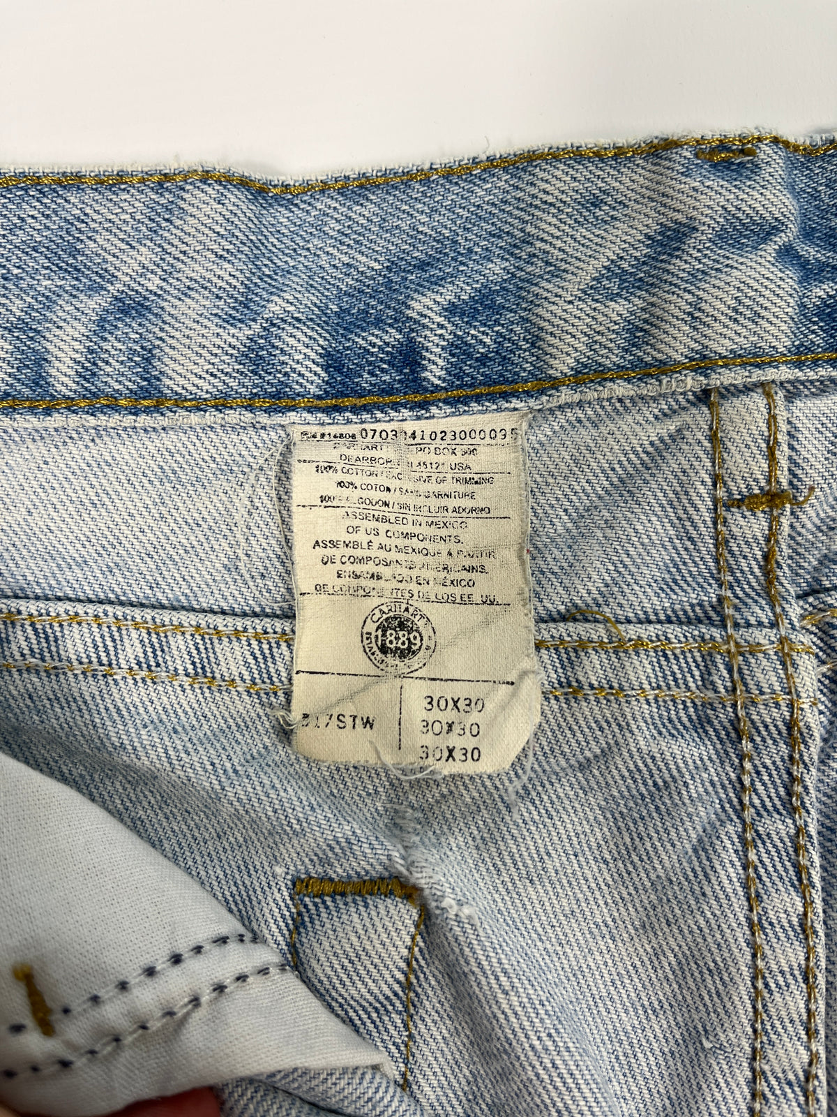 Carhartt B17 STW Jeans Leather Patch - Stone Wash - 28 x 30 - Made in Mexico of USA Components