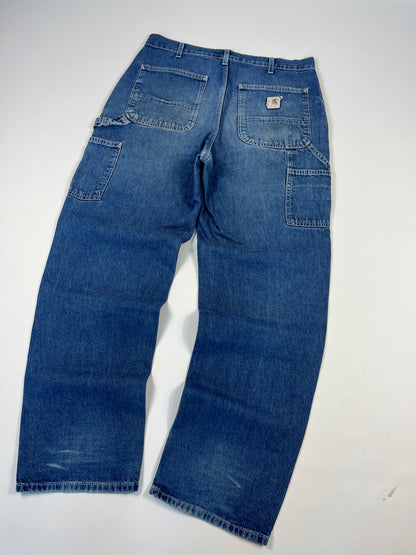 Carhartt Carpenter B13 DST -Distressed Blue - 33 x 32 - Made in Mexico of USA Components