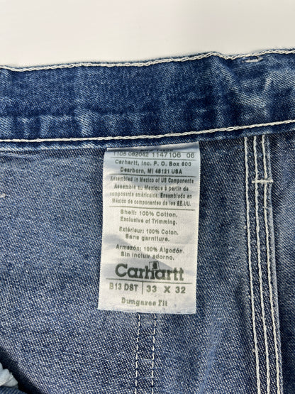 Carhartt Carpenter B13 DST -Distressed Blue - 33 x 32 - Made in Mexico of USA Components