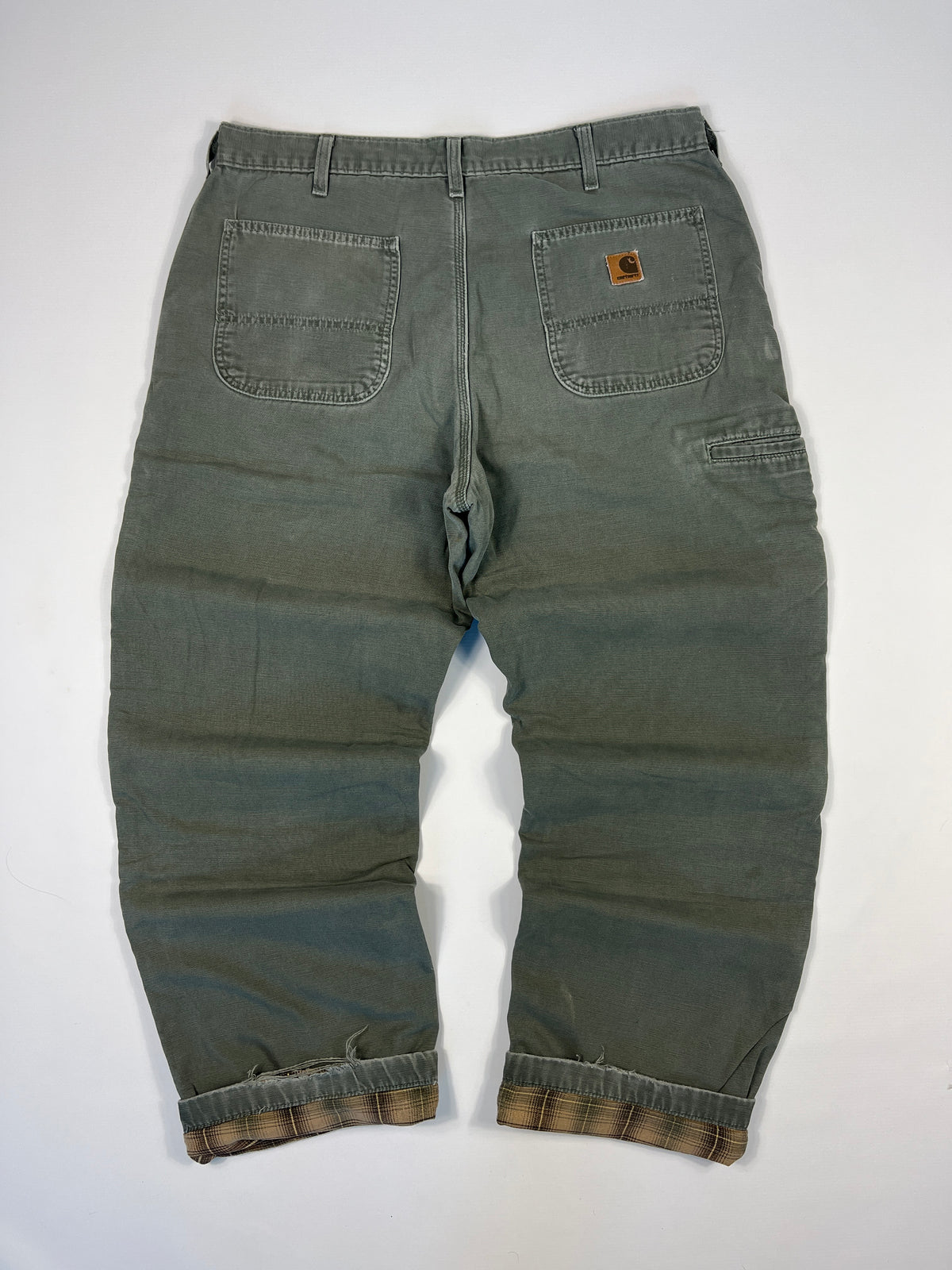 Carhartt Carpenter B176 Flannel Lined DMS - Dark Moss Green - 38 x 32 - Made in Mexico of USA Components