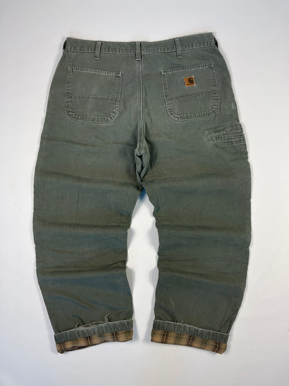 Carhartt Carpenter B176 Flannel Lined DMS - Dark Moss Green - 38 x 32 - Made in Mexico of USA Components