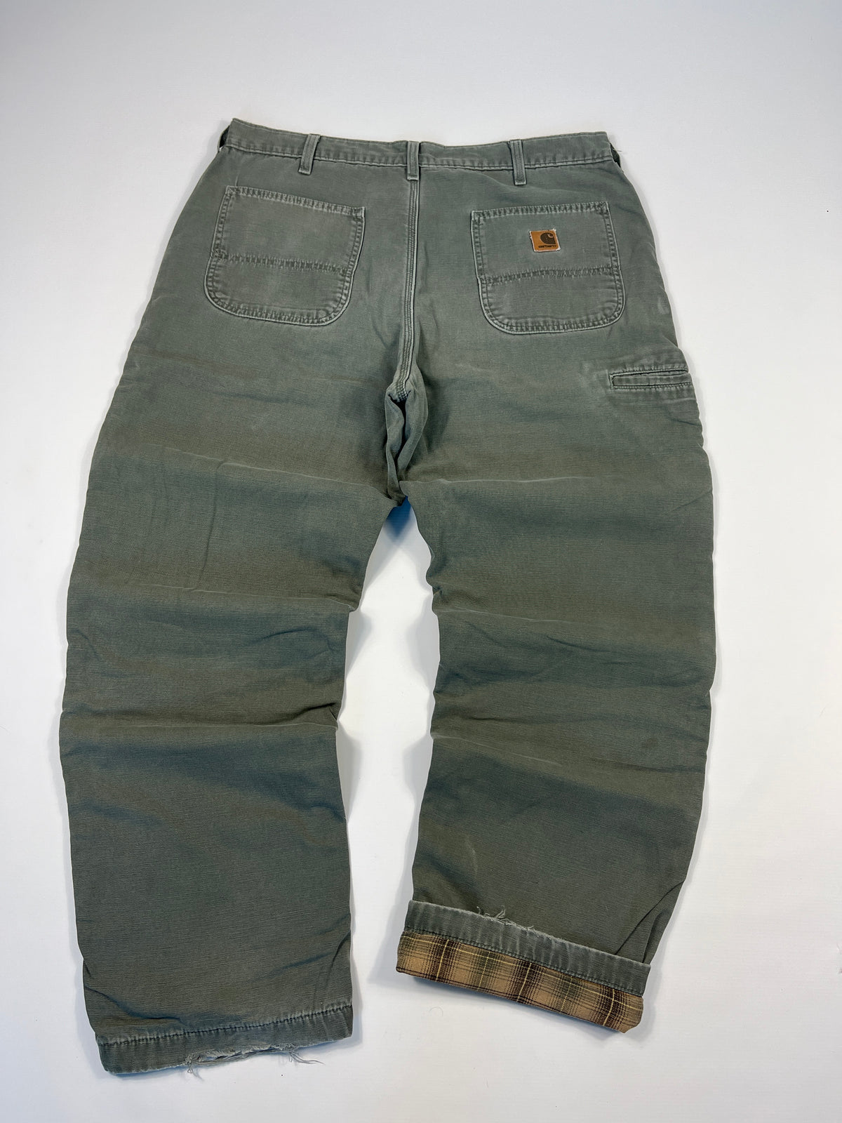Carhartt Carpenter B176 Flannel Lined DMS - Dark Moss Green - 38 x 32 - Made in Mexico of USA Components