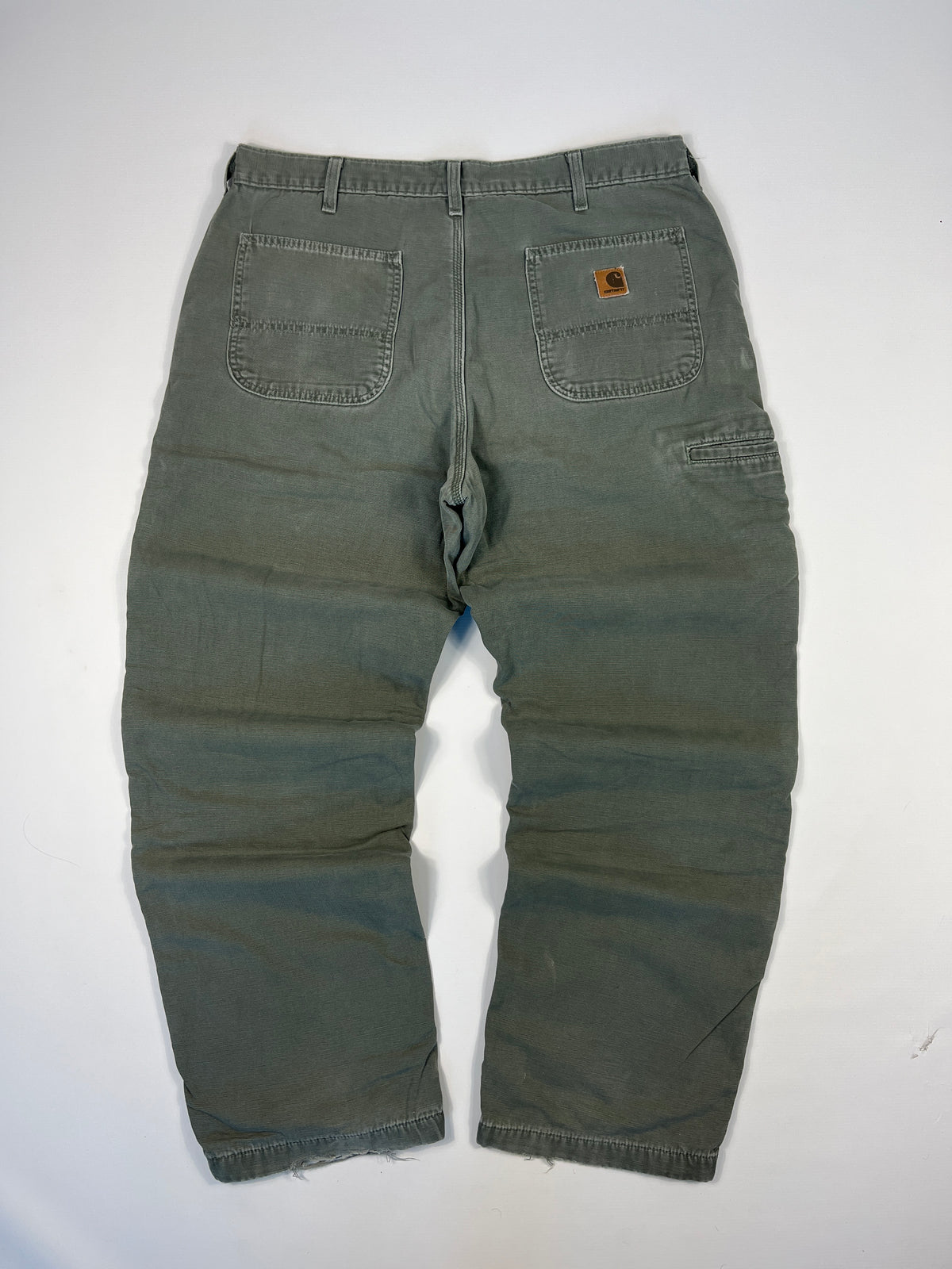 Carhartt Carpenter B176 Flannel Lined DMS - Dark Moss Green - 38 x 32 - Made in Mexico of USA Components