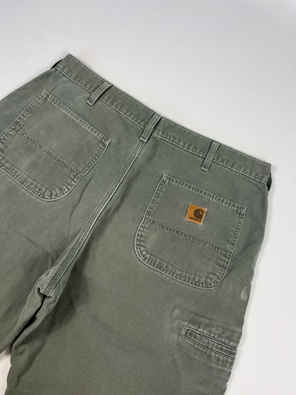 Carhartt Carpenter B176 Flannel Lined DMS - Dark Moss Green - 38 x 32 - Made in Mexico of USA Components
