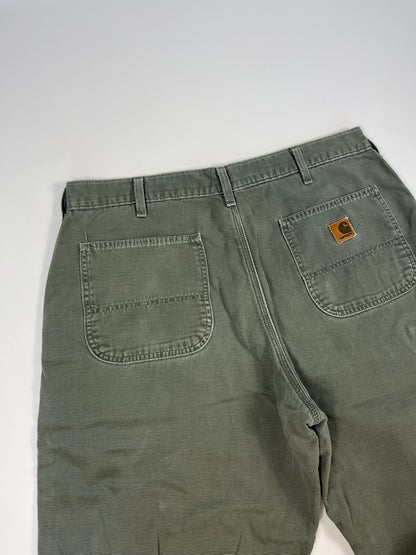 Carhartt Carpenter B176 Flannel Lined DMS - Dark Moss Green - 38 x 32 - Made in Mexico of USA Components