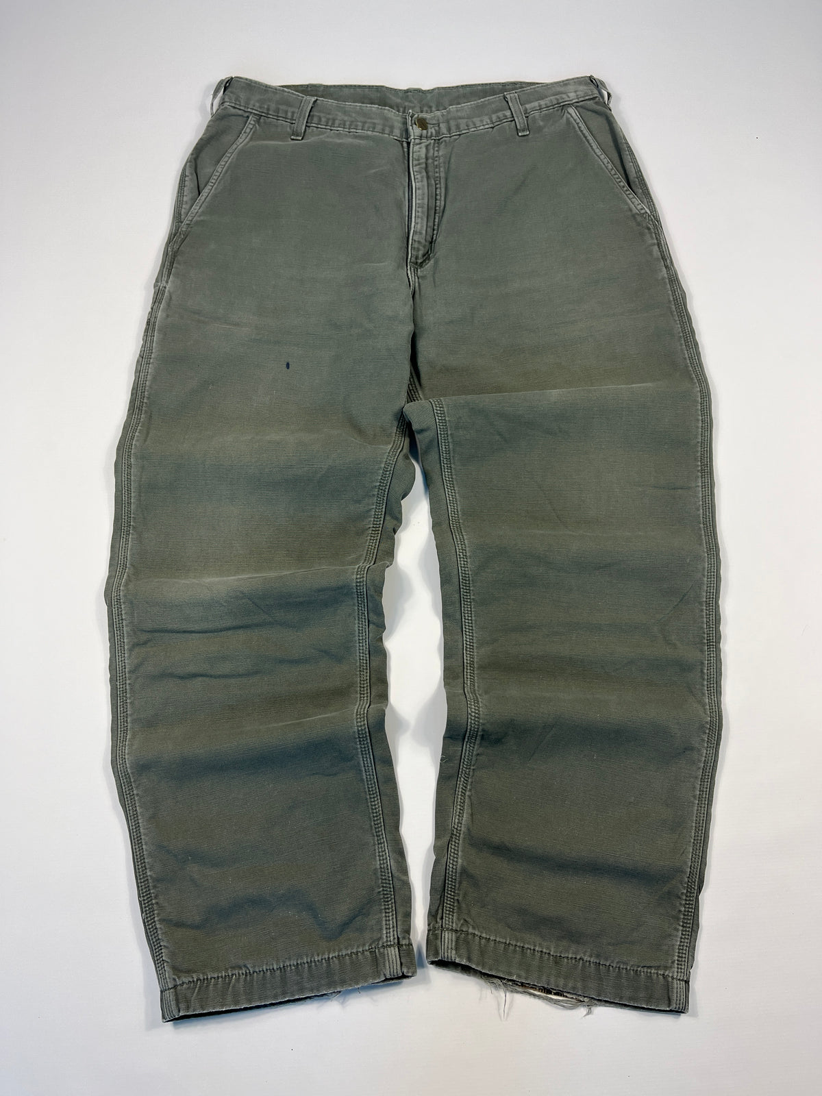 Carhartt Carpenter B176 Flannel Lined DMS - Dark Moss Green - 38 x 32 - Made in Mexico of USA Components