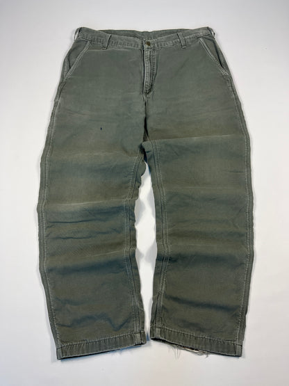 Carhartt Carpenter B176 Flannel Lined DMS - Dark Moss Green - 38 x 32 - Made in Mexico of USA Components