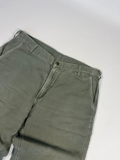 Carhartt Carpenter B176 Flannel Lined DMS - Dark Moss Green - 38 x 32 - Made in Mexico of USA Components