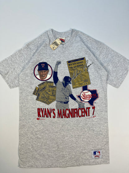 Vintage 1991 Nutmeg Texas Rangers Ryan's Magnificent 7 Single Stich T-shirt - L