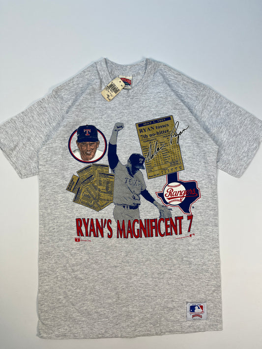 Vintage 1991 Nutmeg Texas Rangers Ryan's Magnificent 7 Single Stich T-shirt - L
