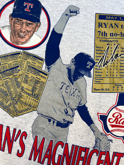 Vintage 1991 Nutmeg Texas Rangers Ryan's Magnificent 7 Single Stich T-shirt - L