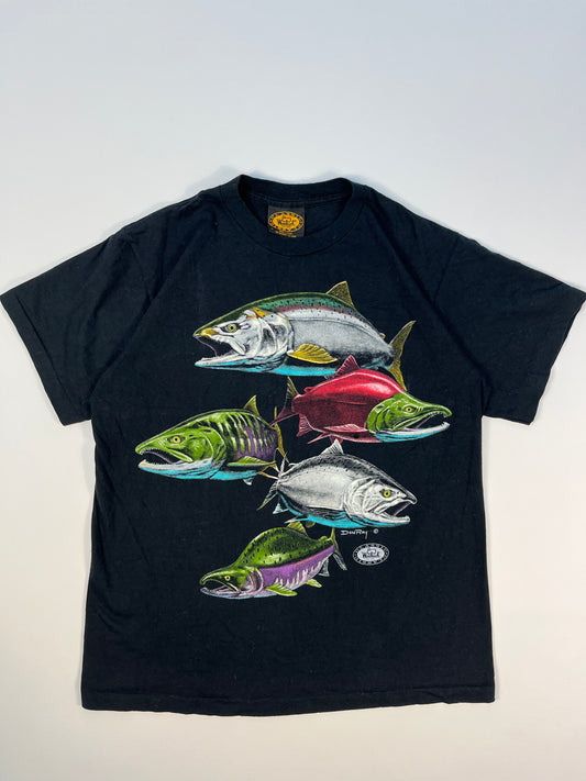 Vintage Woolrich 1991 Don Ray Fish Print Single Stich T-shirt - L