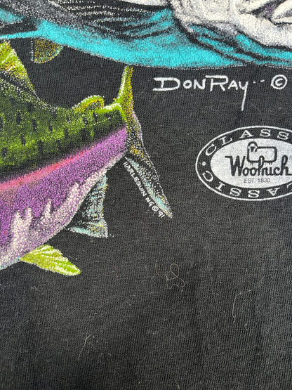 Vintage Woolrich 1991 Don Ray Fish Print Single Stich T-shirt - L
