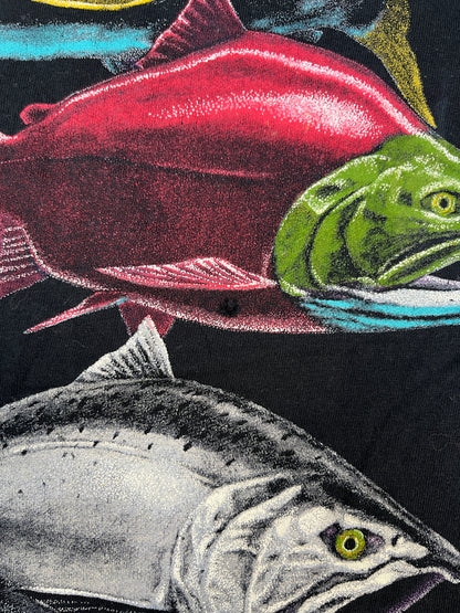 Vintage Woolrich 1991 Don Ray Fish Print Single Stich T-shirt - L